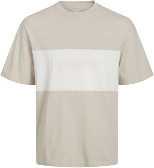 Jack & Jones LEGACY BLOCKING T-Shirt Beige - T-särgid - Suured T-särgid 2XL – 14XL