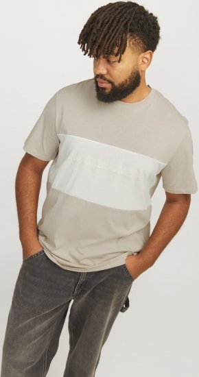 Jack & Jones LEGACY BLOCKING T-Shirt Beige - T-särgid - Suured T-särgid 2XL – 14XL