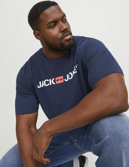 Jack & Jones Corp Logo Crew Neck T-Shirt Navy Blazer - T-särgid - Suured T-särgid 2XL – 14XL