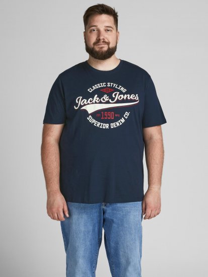 Jack & Jones JJELOGO TEE Navy - T-särgid - Suured T-särgid 2XL – 14XL