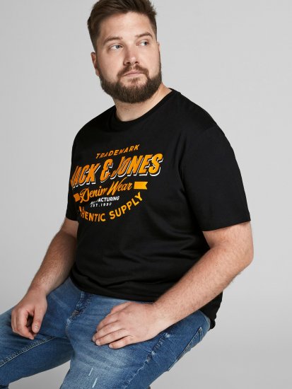 Jack & Jones JJELOGO TEE Black - T-särgid - Suured T-särgid 2XL – 14XL