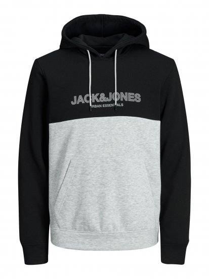 Jack & Jones JJEURBAN BLOCKING SWEAT Black - Sviitrid ja dressipluusid - Meeste suured kapuutsiga jakid suurustes 2XL – 14XL