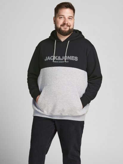 Jack & Jones JJEURBAN BLOCKING SWEAT Black - Sviitrid ja dressipluusid - Meeste suured kapuutsiga jakid suurustes 2XL – 14XL