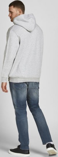 Jack & Jones CORP LOGO Large Print Hoodie Light Grey Melange - Sviitrid ja dressipluusid - Meeste suured kapuutsiga jakid suurustes 2XL – 14XL