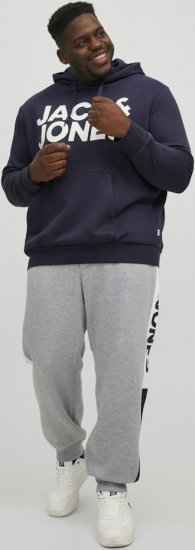 Jack & Jones CORP LOGO Large Print Hoodie Navy Blazer - Sviitrid ja dressipluusid - Meeste suured kapuutsiga jakid suurustes 2XL – 14XL