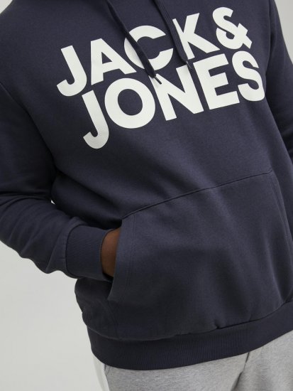 Jack & Jones CORP LOGO Large Print Hoodie Navy Blazer - Sviitrid ja dressipluusid - Meeste suured kapuutsiga jakid suurustes 2XL – 14XL