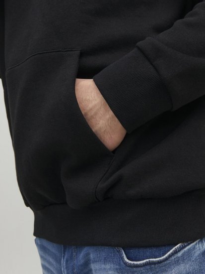 Jack & Jones CORP LOGO PLAY 4 Print Hoodie Black - Sviitrid ja dressipluusid - Meeste suured kapuutsiga jakid suurustes 2XL – 14XL