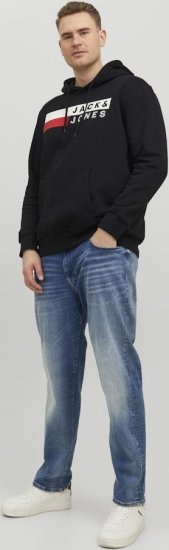Jack & Jones CORP LOGO PLAY 4 Print Hoodie Black - Sviitrid ja dressipluusid - Meeste suured kapuutsiga jakid suurustes 2XL – 14XL