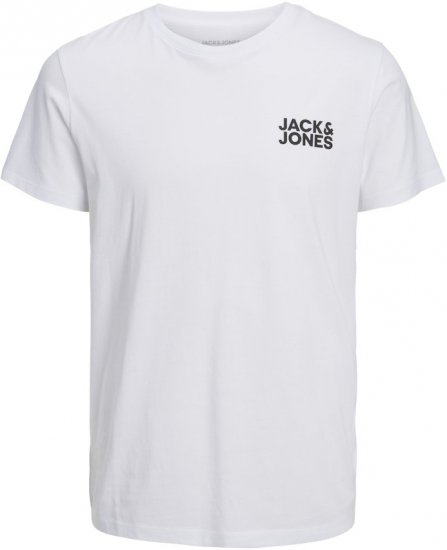 Jack & Jones CORP Logo T-Shirt White w Small Black Print - T-särgid - Suured T-särgid 2XL – 14XL