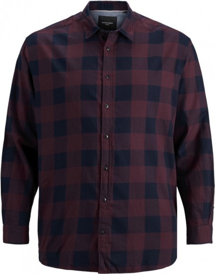 Jack & Jones Gingham L/S Shirt Dark Red - Särgid - Meeste suured särgid 2XL – 8XL