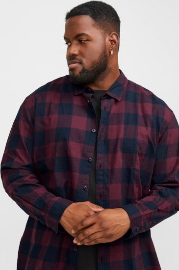 Jack & Jones Gingham L/S Shirt Dark Red - Särgid - Meeste suured särgid 2XL – 8XL