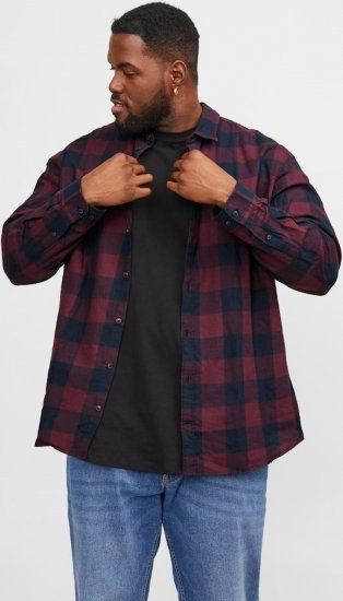 Jack & Jones Gingham L/S Shirt Dark Red - Särgid - Meeste suured särgid 2XL – 8XL