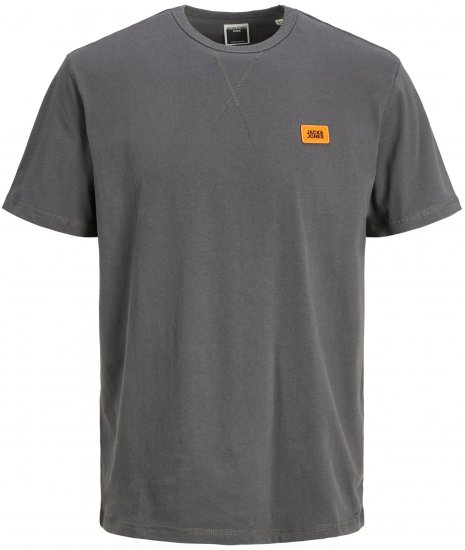 Jack & Jones JCOCLASSIC WAFFLE BADGE TEE Charcoal - T-särgid - Suured T-särgid 2XL – 14XL