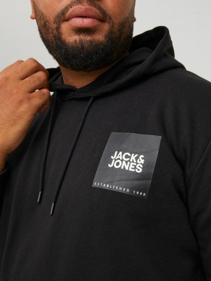 Jack & Jones JJLOCK SWEAT HOOD Black - Sviitrid ja dressipluusid - Meeste suured kapuutsiga jakid suurustes 2XL – 14XL