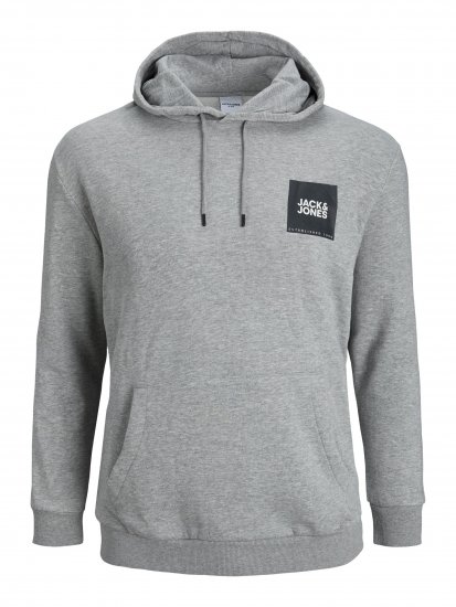 Jack & Jones JJLOCK SWEAT HOOD Grey - Sviitrid ja dressipluusid - Meeste suured kapuutsiga jakid suurustes 2XL – 14XL