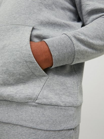 Jack & Jones JJLOCK SWEAT HOOD Grey - Sviitrid ja dressipluusid - Meeste suured kapuutsiga jakid suurustes 2XL – 14XL