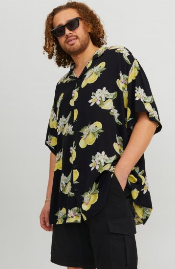 Jack & Jones JORLUKE FLORES Resort Shirt Black - Särgid - Meeste suured särgid 2XL – 8XL