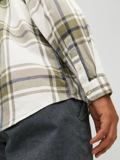 Jack & Jones JORJOSHUA Checked Shirt Dusty Olive - Särgid - Meeste suured särgid 2XL – 8XL