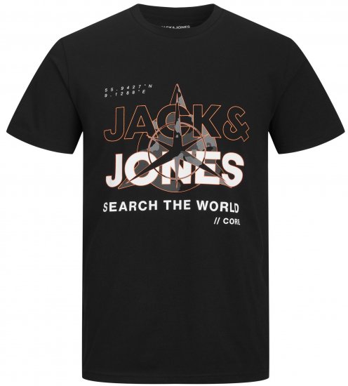 Jack & Jones JCOHUNT T-Shirt Black - T-särgid - Suured T-särgid 2XL – 14XL