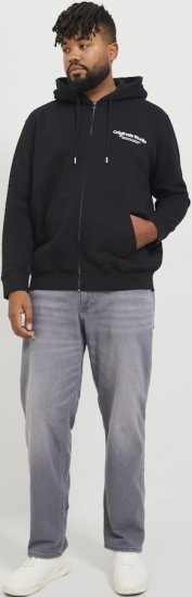 Jack & Jones ESTERBRO Zip Hoodie Black - Sviitrid ja dressipluusid - Meeste suured kapuutsiga jakid suurustes 2XL – 14XL