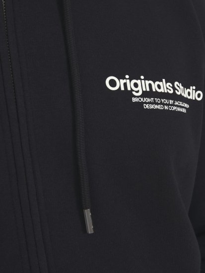 Jack & Jones ESTERBRO Zip Hoodie Black - Sviitrid ja dressipluusid - Meeste suured kapuutsiga jakid suurustes 2XL – 14XL