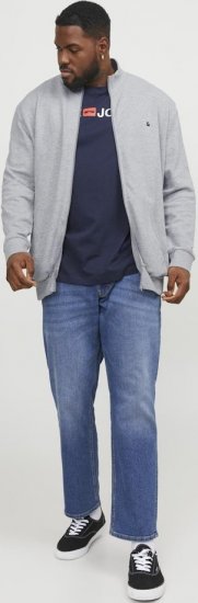 Jack & Jones PAULOS Turtleneck Zip Sweatshirt Light Grey Melange - Sviitrid ja dressipluusid - Meeste suured kapuutsiga jakid suurustes 2XL – 14XL