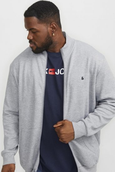 Jack & Jones PAULOS Turtleneck Zip Sweatshirt Light Grey Melange - Sviitrid ja dressipluusid - Meeste suured kapuutsiga jakid suurustes 2XL – 14XL
