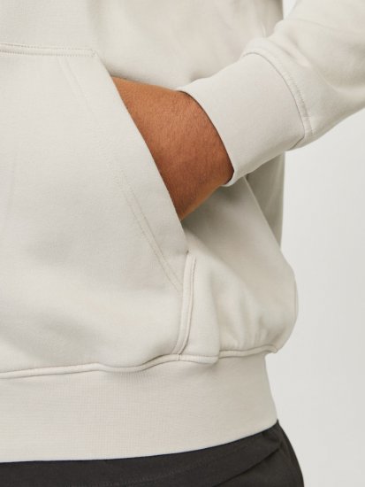 Jack & Jones ESTERBRO Zip Hoodie Light Grey - Sviitrid ja dressipluusid - Meeste suured kapuutsiga jakid suurustes 2XL – 14XL