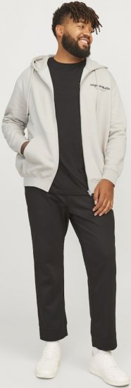 Jack & Jones ESTERBRO Zip Hoodie Light Grey - Sviitrid ja dressipluusid - Meeste suured kapuutsiga jakid suurustes 2XL – 14XL