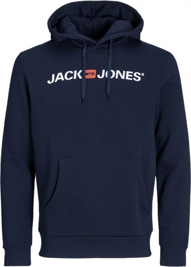 Jack & Jones CORP OLD LOGO REG FIT Hoodie Navy Blazer - Sviitrid ja dressipluusid - Meeste suured kapuutsiga jakid suurustes 2XL – 14XL