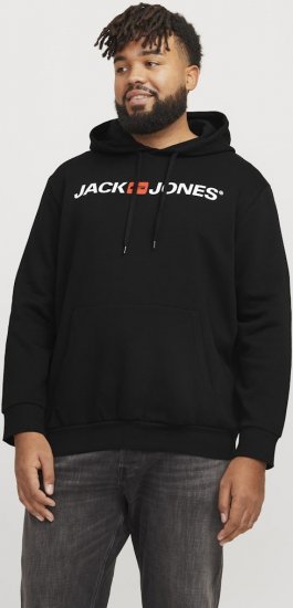 Jack & Jones CORP OLD LOGO REG FIT Hoodie Black - Sviitrid ja dressipluusid - Meeste suured kapuutsiga jakid suurustes 2XL – 14XL