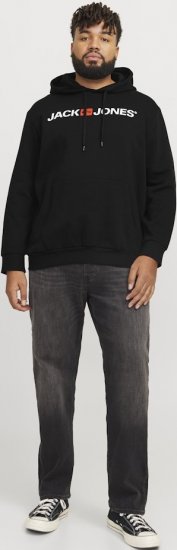 Jack & Jones CORP OLD LOGO REG FIT Hoodie Black - Sviitrid ja dressipluusid - Meeste suured kapuutsiga jakid suurustes 2XL – 14XL