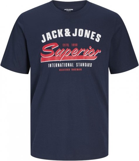 Jack & Jones LOGO O-Neck T-Shirt Dark Blue - T-särgid - Suured T-särgid 2XL – 14XL