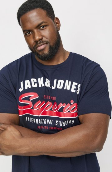 Jack & Jones LOGO O-Neck T-Shirt Dark Blue - T-särgid - Suured T-särgid 2XL – 14XL