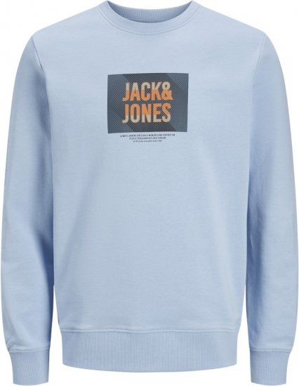 Jack & Jones HUDSON Sweatshirt Chambray Blue - Sviitrid ja dressipluusid - Meeste suured kapuutsiga jakid suurustes 2XL – 14XL