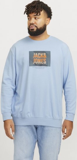 Jack & Jones HUDSON Sweatshirt Chambray Blue - Sviitrid ja dressipluusid - Meeste suured kapuutsiga jakid suurustes 2XL – 14XL
