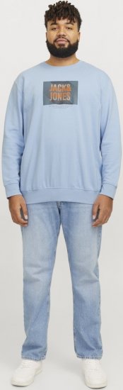 Jack & Jones HUDSON Sweatshirt Chambray Blue - Sviitrid ja dressipluusid - Meeste suured kapuutsiga jakid suurustes 2XL – 14XL