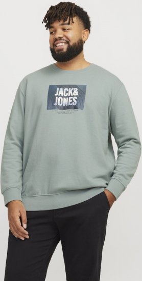 Jack & Jones HUDSON Sweatshirt Iceberg Green - Sviitrid ja dressipluusid - Meeste suured kapuutsiga jakid suurustes 2XL – 14XL