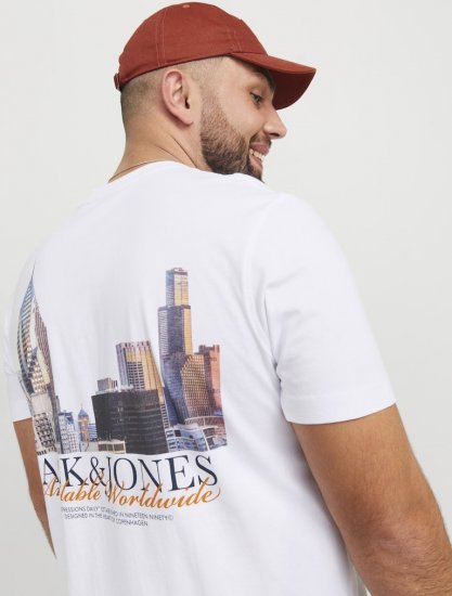 Jack & Jones Boston Photo Crew Neck T-Shirt Bright White - T-särgid - Suured T-särgid 2XL – 14XL