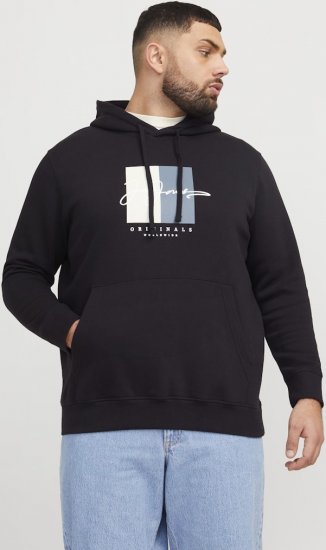 Jack & Jones Frederiksberg Box Script Hoodie Black - Sviitrid ja dressipluusid - Meeste suured kapuutsiga jakid suurustes 2XL – 14XL