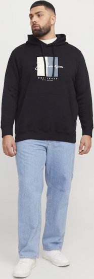 Jack & Jones Frederiksberg Box Script Hoodie Black - Sviitrid ja dressipluusid - Meeste suured kapuutsiga jakid suurustes 2XL – 14XL