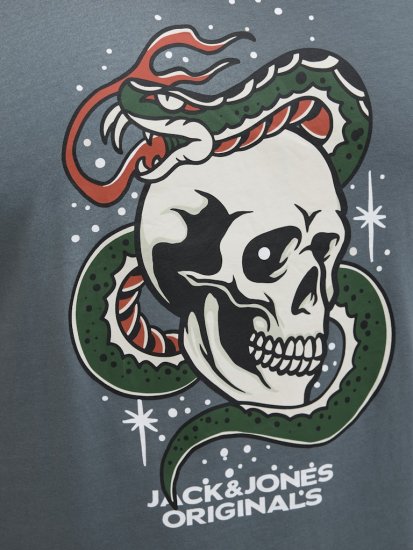 Jack & Jones Anatomy Skull Crew Neck T-Shirt Grey - T-särgid - Suured T-särgid 2XL – 14XL