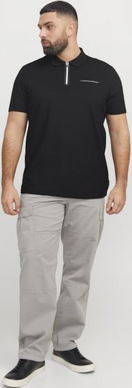 Jack & Jones Fusion Pique Zipper Polo Black - Polosärgid - Meeste suured polosärgid 2XL – 8XL