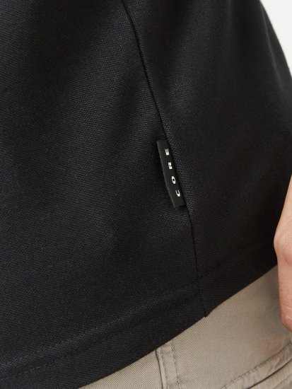 Jack & Jones Fusion Pique Zipper Polo Black - Polosärgid - Meeste suured polosärgid 2XL – 8XL