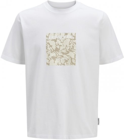 Jack & Jones Tarmac Camo Crew Neck T-Shirt Bright White - T-särgid - Suured T-särgid 2XL – 14XL
