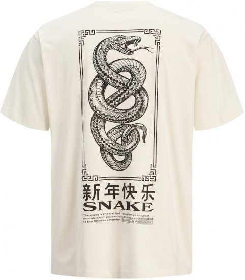 Jack & Jones Snake Crew Neck T-Shirt Antique White - T-särgid - Suured T-särgid 2XL – 14XL
