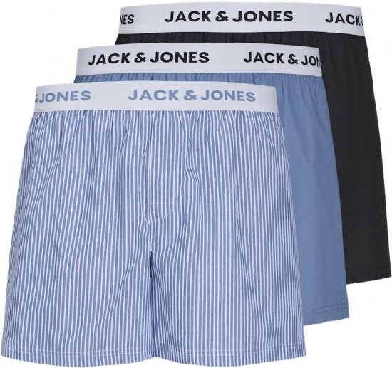 Jack & Jones TOKYO Woven Coronet Blue - Blue Stripes Boxers 3-Pack Black - Aluspesu ja ujumisriided - Aluspesu 2XL-8XL