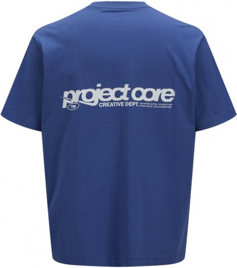 Jack & Jones Union Front & Back Print Crew Neck T-Shirt Beaucoup Blue - T-särgid - Suured T-särgid 2XL – 14XL