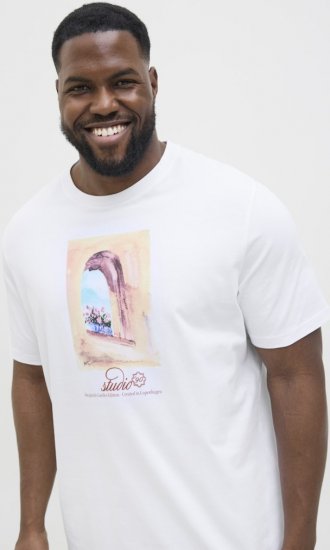 Jack & Jones Hydra Crew Neck T-Shirt Bright White - T-särgid - Suured T-särgid 2XL – 14XL