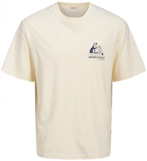 Jack & Jones Bellagio Collage Crew Neck T-Shirt Antique White - T-särgid - Suured T-särgid 2XL – 14XL